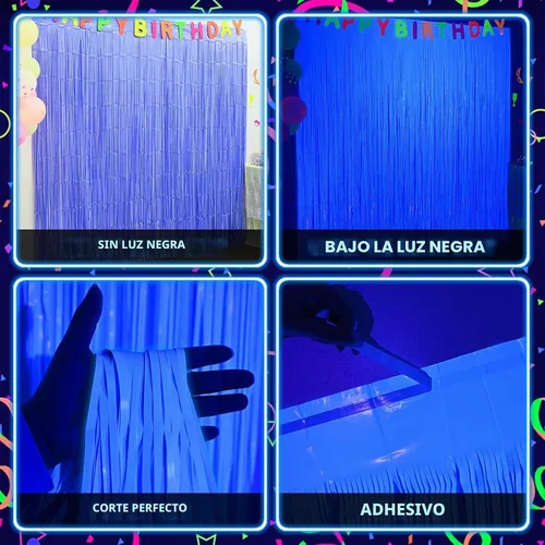 Vista 6 de Mega-L - Suministros de fiesta que brillan en la oscuridad, fondo azul fluorescente, paquete de 2 Azul Fluorescente (Fluorescent Blue)