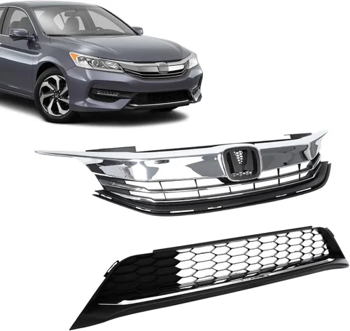 Vista 8 de PENSUN Rejilla inferior de parachoques delantero con malla W/Acabado cromado Compatible con Honda Accord 2016 2017 de 4 puertas