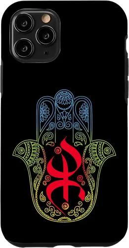 Vista 28 de Funda para iPhone 13 Pro Max Khamsa Amazigh Berber con símbolo de Yaz con colores vibrantes de la bandera