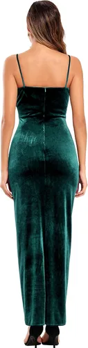 Vista 4 de Ababalaya Elegantes vestidos de fiesta de terciopelo con tirantes delgados para mujer