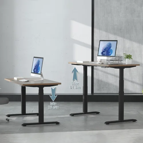 Vista 4 de Fromann Marco de escritorio eléctrico de doble motor, patas de 3 niveles, altura ajustable, con puertos USB A+ C, base de escritorio para el hogar
