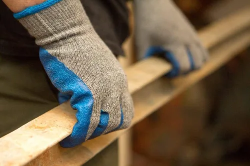 Vista 9 de G & F Products G & F - Guantes de trabajo con revestimiento de látex de goma para construcción, azul, patrón arrugado, para hombre