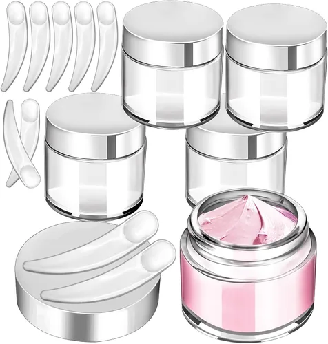 Vista 23 de 6 Pack de tarros de vidrio ámbar de 1 oz con tapas, tarros pequeños de vidrio de 1 onza con tapas y forros interiores, tarros redondos transparentes