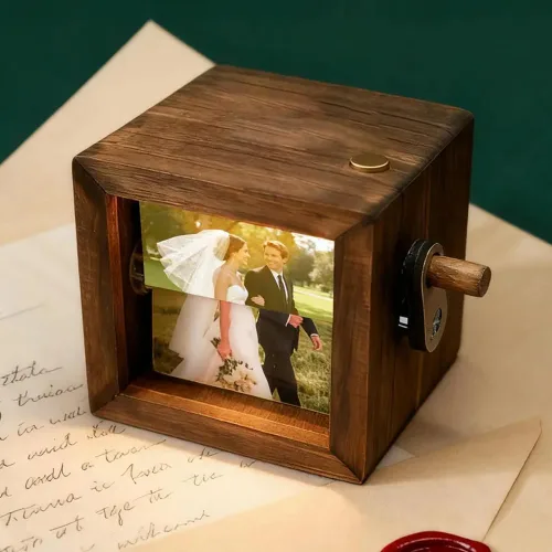 Vista 4 de Evamall Caja de fotos de madera personalizada de regalo para mejor amigo, recuerdo de memoria personalizado con imagen, regalo significativo