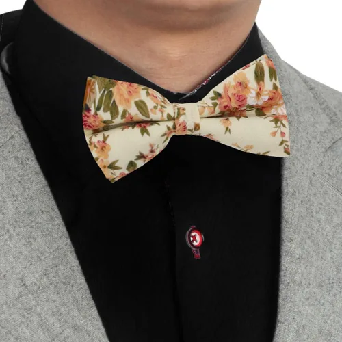 Vista 2 de Dan Smith Cotton Bowties For Mens 25.6"-Neck-Size Clip-On Adjustable Floral Bowties Hankie Set