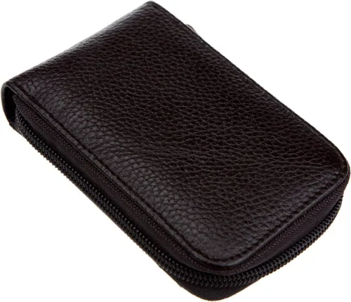 Vista 40 de RFID mini organizador de tarjetas de crédito, cuero auténtico, billetera compacta con visor de identificación, S, Negro