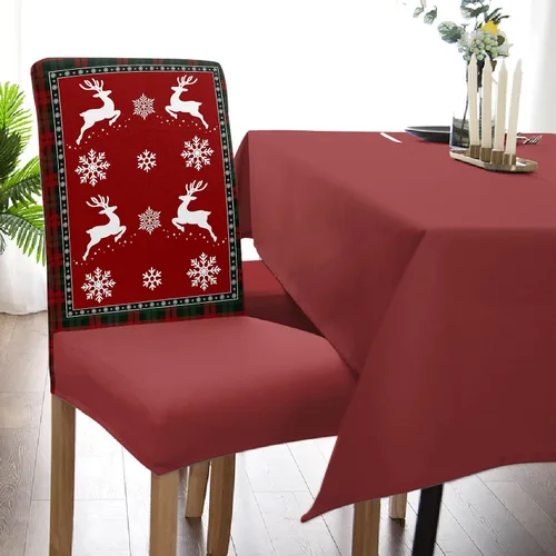 Vista 5 de 4 fundas protectoras navideñas para sillas de comedor, elásticas, extraíbles y lavables, fundas de asiento de asiento de copo de nieve de invierno