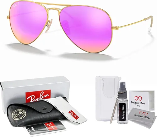 Vista 68 de Ray-Ban RB3025 - Lentes de sol de aviador de metal para hombre y mujer + paquete con kit de cuidado de gafas iWear de diseñador