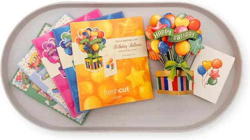 Vista 10 de FreshCut Paper Juego de 5 mini flores de cumpleaños en caja