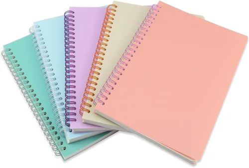 Vista 6 de Paquete de 5 cuadernos espiral con líneas para mujeres y hombres, 21 x 14.5 cm / 8.3 x 5.7 pulgadas, 80 hojas/160 páginas, cuaderno de reglas