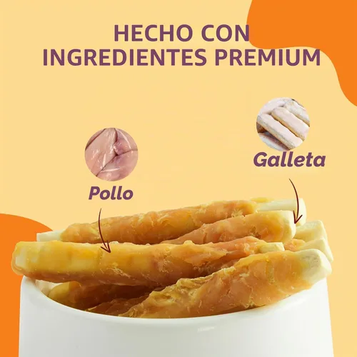 Vista 2 de Jungle Calling Galletas de pollo para perros, golosinas masticables suaves sin cuero crudo para recompensas de entrenamiento, 10.6 onzas