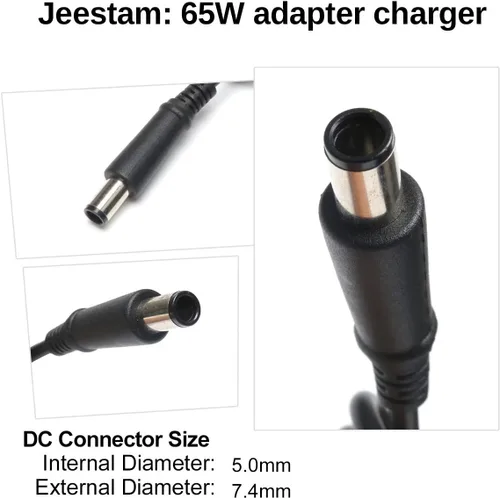 Vista 3 de Adaptador de 19.5V 3.34A 65W Cargador para portátil compatible con Dell Inspiron 15 3521 3537 3531 15R 5521 5537 17 3721 5748 17R 5737 5721 14 3421
