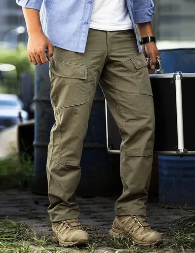 Vista 2 de SNOLY Pantalones tácticos militares para el trabajo al aire libre para hombre, ligeros, antidesgarros, para senderismo, caza, bolsillos multiusos