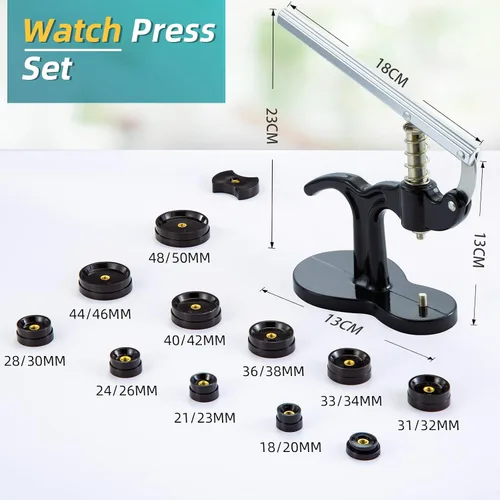 Vista 7 de Eventronic Combinación de kit de reparación de reloj y prensa de reloj, kit de herramientas de reloj con kit de herramientas de repuesto de batería
