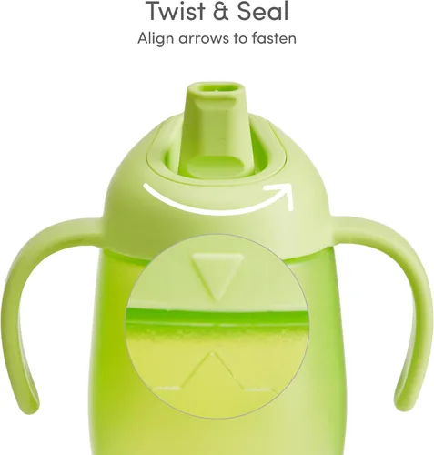 Vista 4 de Munchkin Simple Clean Trainer Vaso Entrenador Sippy Cup con Asas, 6+ Meses, 7 Onzas, Azul/Verde