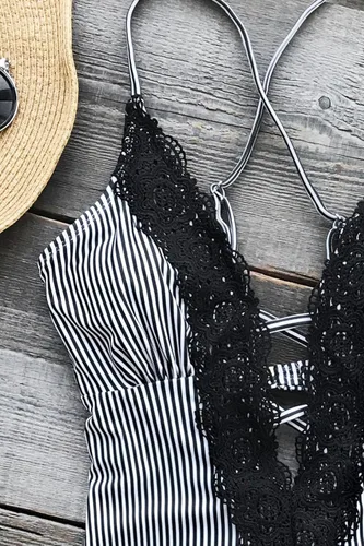 Vista 6 de Traje de baño, de Cupshe, para mujer, vintage, con encaje