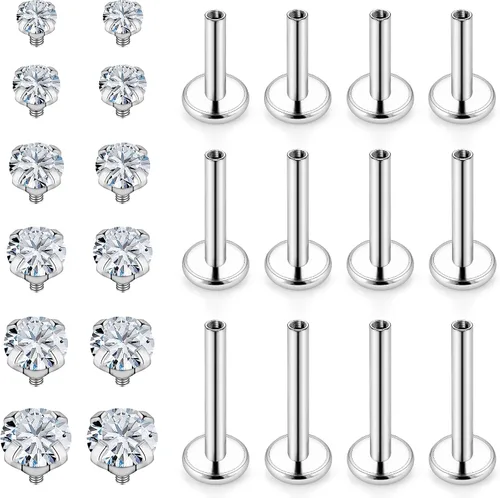 Vista 8 de Vsnnsns Anillos de labio de acero inoxidable 16G Tragus Helix Conch Piercing de serpiente Piercing Monroe Lip Anillos Labret Medusa cartílago lóbulo