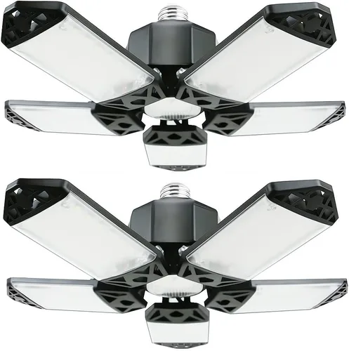Vista 8 de Luz LED para garaje, 80 W, 8000 lúmenes, luces de techo con 3 paneles ajustables, lámpara LED de 6500 K, luz blanca de día, luces LED para garaje