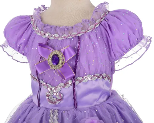Vista 5 de Lito Angels Disfraz de princesa para niña, vestido de fiesta morado con accesorios