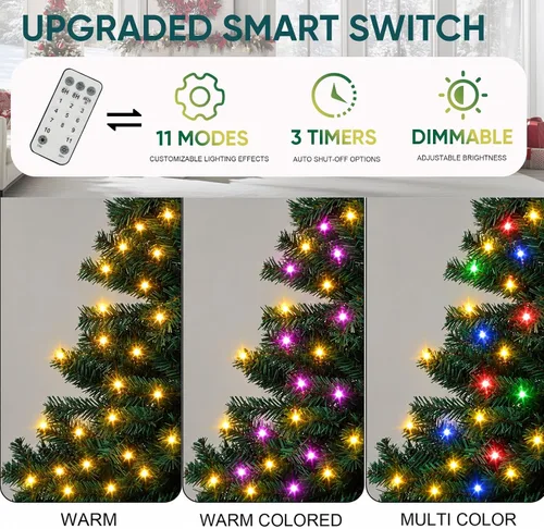 Vista 6 de Northroad Árbol de Navidad artificial preiluminado de 4 pies, árbol de Navidad preiluminado con 450 puntas de ramas y 100 luces con certificación UL