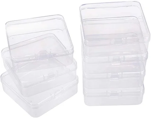 Vista 18 de BENECREAT Paquete de 24 contenedores cuadrados de plástico transparente de 1.38 x 1.38 x 0.7 pulgadas, con tapa para artículos, tapones