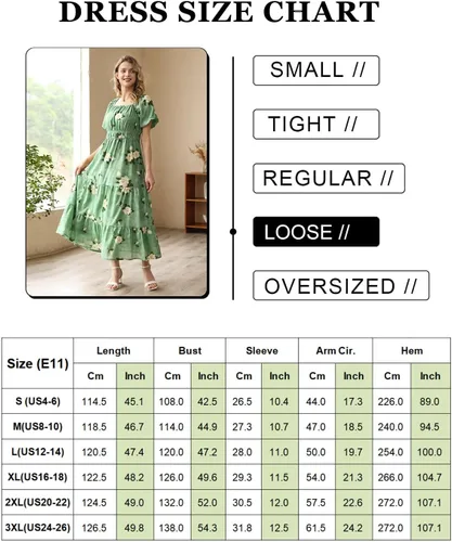 Vista 5 de YESNO Vestido floral casual de verano 2023 para mujer, cuello cuadrado, manga corta, cintura ceñida, maxi vestido con bolsillos, E11