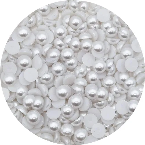 Vista 4 de INSPIRELLE 8000pcs 0.118 in Blanco Plano Parte Trasera Media Redonda Perla