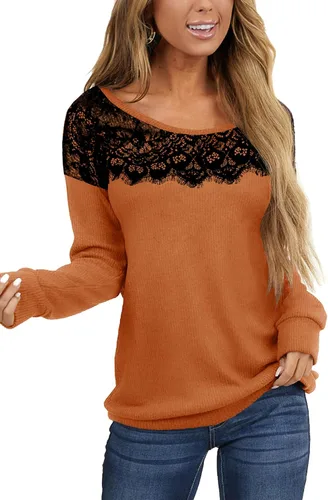 Vista 3 de For G and PL Sudadera elegante de manga larga y con encaje negro para mujer