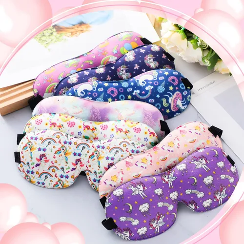 Vista 5 de Foaincore 8 máscaras de unicornio para dormir, antifaz de dibujos animados para niños, contorno 3D, para niños, niñas, adolescentes, con correa