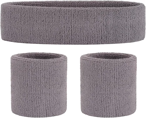 Vista 70 de ONUPGO - Conjunto de diadema y muñequeras deportivas para el sudor, hechas de algodón con bucles, muñequeras, contra humedad