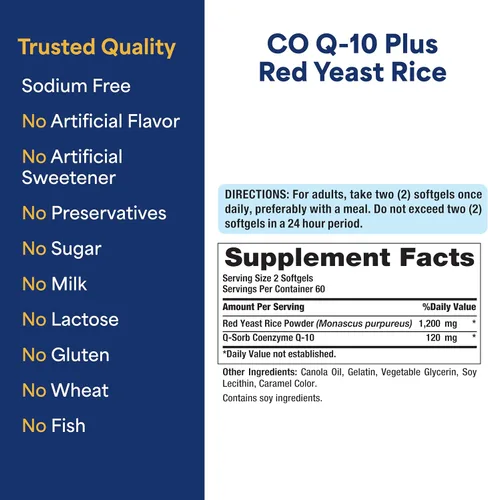 Vista 6 de Puritan's Pride Q-Sorb™ Coenzima CoQ10 suplemento dietético para la salud del corazón, salud de las encías orales y apoyo al envejecimiento