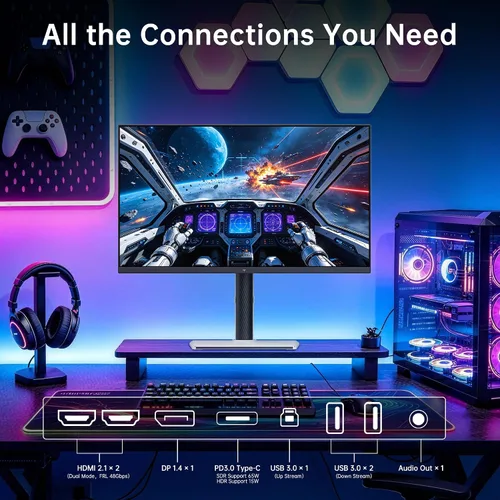 Vista 7 de KTC M27P6S Monitor para juegos mini LED 4K de 27 pulgadas, modo dual de Blanco