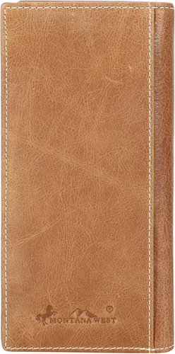 Vista 3 de Montana West Western Wallet American Pride Hair-On - Cartera de piel auténtica con diseño floral en relieve para hombre, Dd-marrón, Retro