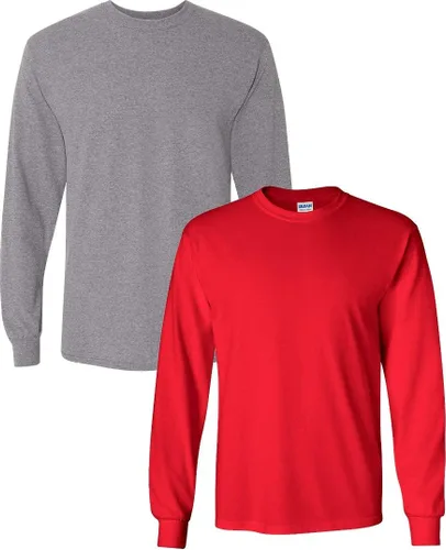 Vista 116 de Gildan - Camiseta de algodón y de manga larga para hombre, modelo G2400 (1) verde irlandés + (1) negro