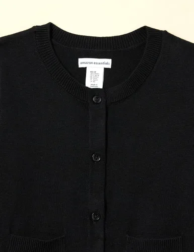 Vista 4 de Tienda Essentials Suéter tipo cárdigan ajustado con cuello redondo para niñas