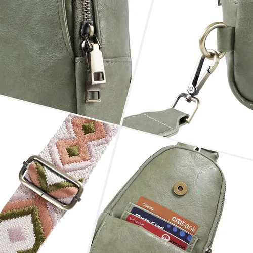 Vista 4 de KFXFENQ Bolso bandolera para mujer, de piel sintética, bolso bandolera pequeña, mochila cruzada multiusos para el pecho, para mujer, ciclismo