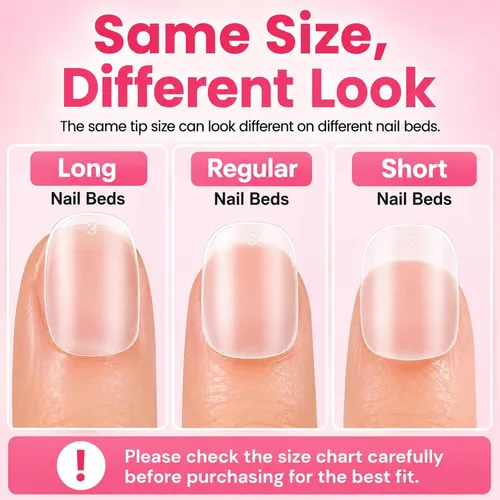 Vista 7 de Puntas de Uñas de Gel Redondas Extra Extra Cortas, SINOKAME Uñas Postizas a Presión Extra Cortas Transparentes Redondas, Mate Completo Sin Lima Uñas