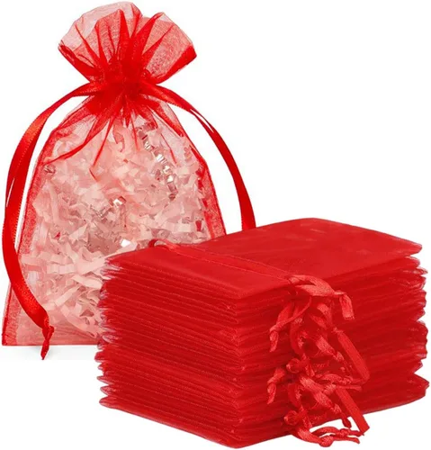 Vista 19 de Paquetes de 50 bolsas de regalo de organza de 4 x 6 pulgadas con cordón negro transparente, decoraciones de embalaje de tela transparente