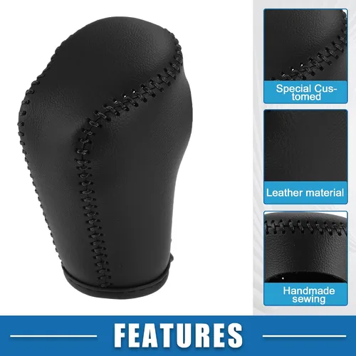 Vista 4 de Cubierta de palanca de cambios de coche para Mazda CX-5 2017-2022, piel sintética, color negro
