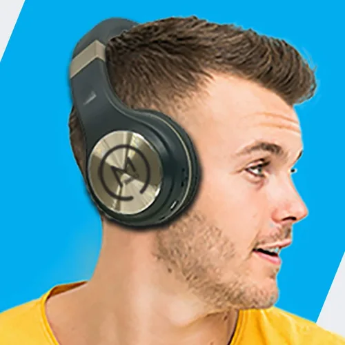Vista 3 de Morpheus 360 Auriculares Bluetooth, auriculares inalámbricos sobre la oreja, auriculares inalámbricos con micrófono, negro con detalles dorados