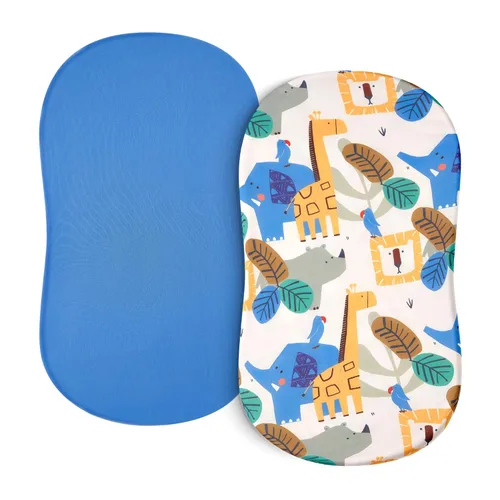 Vista 15 de Sábanas de moisés de bebé para niñas y niños, paquete de 2 sábanas de bebé para colchón de moisés cuadrado rectangular ovalado, 33 x 16 pulgadas