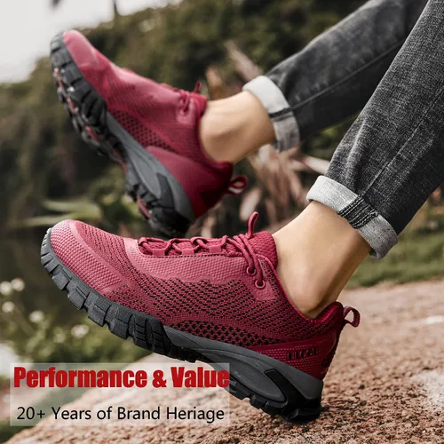 Vista 16 de ulogu Zapatos de senderismo impermeables para hombres y mujeres, cómodos, ligeros, antideslizantes, para caminar todo el día, para trabajar y caminar