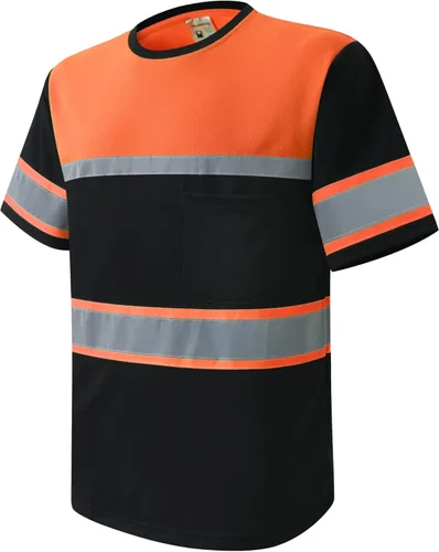 Vista 10 de Camisas de seguridad HoliSecure para hombre, camisas polo reflectantes de alta visibilidad para hombre con bolsillo, ropa de trabajo de manga corta
