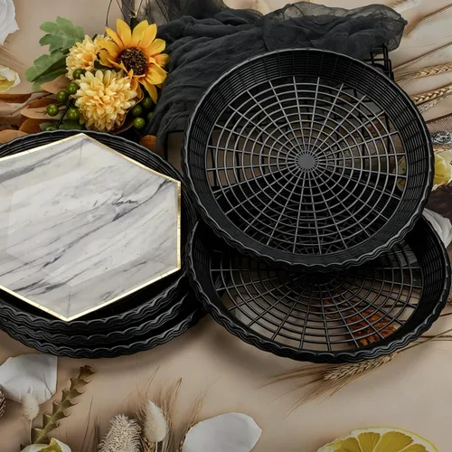 Vista 6 de AccEncyc Paquete de 6 soportes para platos de papel de plástico de 9 pulgadas, soportes reutilizables para platos de fiesta, barbacoa, cocina al