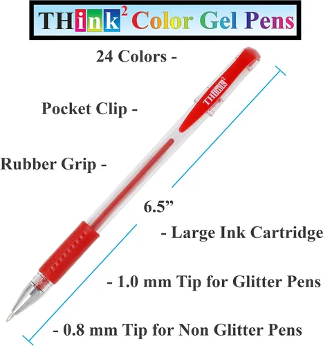Vista 4 de Think2 - Juego de bolígrafos de gel de color para adolescentes y adultos. Perfecto para dibujar, diario, garabatear, álbumes de recortes