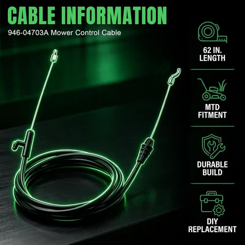 Vista 2 de 946-04703A Cable de control de cortacésped para MTD 2011-2018 RM110, RM120, RM210 Para Yard 2012-2014 y Cub Cadet SC100 Troy-Bilt TB105 TB220