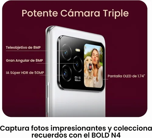 Vista 6 de BLU Bold N4 5G Desbloqueado Pantalla curva de 6.78” + pantalla trasera de 1.74” Selfie de 50MP + 16MP 512/8GB NFC Android 15 Versión