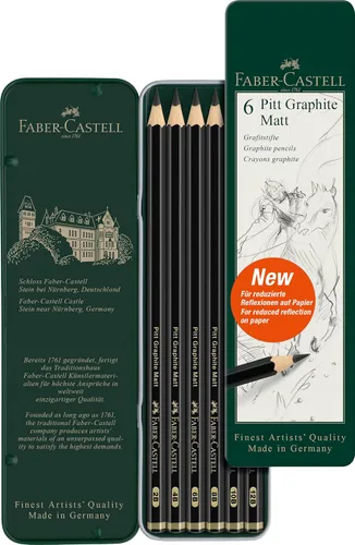 Vista 8 de Faber-Castell 3 Lápices de Grafito Mate Pitt en Lata - 10B, 12B, 14B - Lápices de Grafito Negro Mate