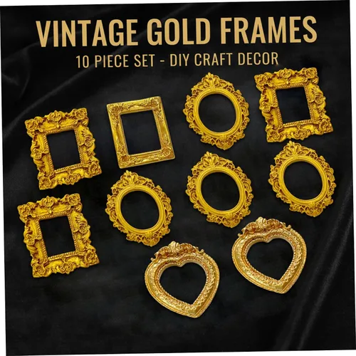 Vista 2 de Mini Frames 10PCS Gold Vintage Photo Frames for Crafts