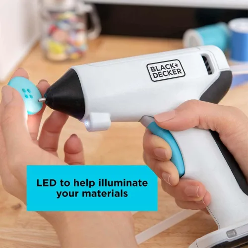 Vista 4 de BLACK+DECKER Pistola de pegamento inalámbrica 4V MAX, recargable por USB (BCGL115FF), color blanco